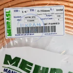 برچسب مشخصات لوله مسی مهراصل 1/4 کلاف 50 متری