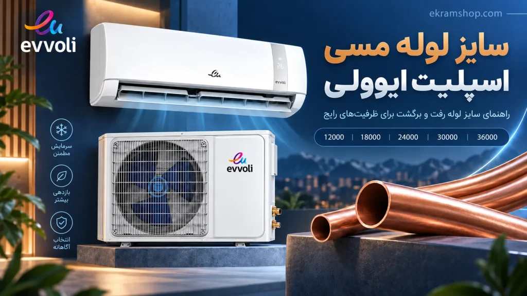 سایز لوله مسی اسپلیت ایوولی 12000 تا 36000